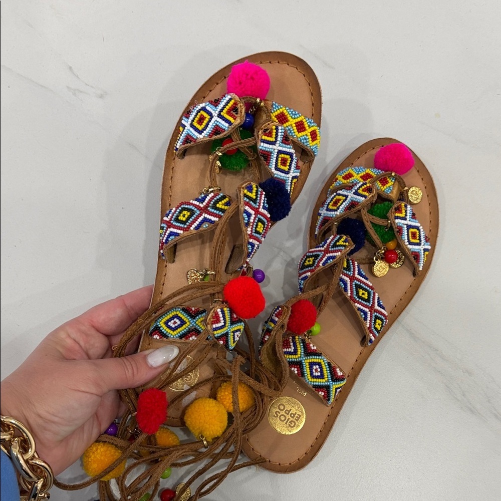 Vibrant Multicolor Beaded Sandals